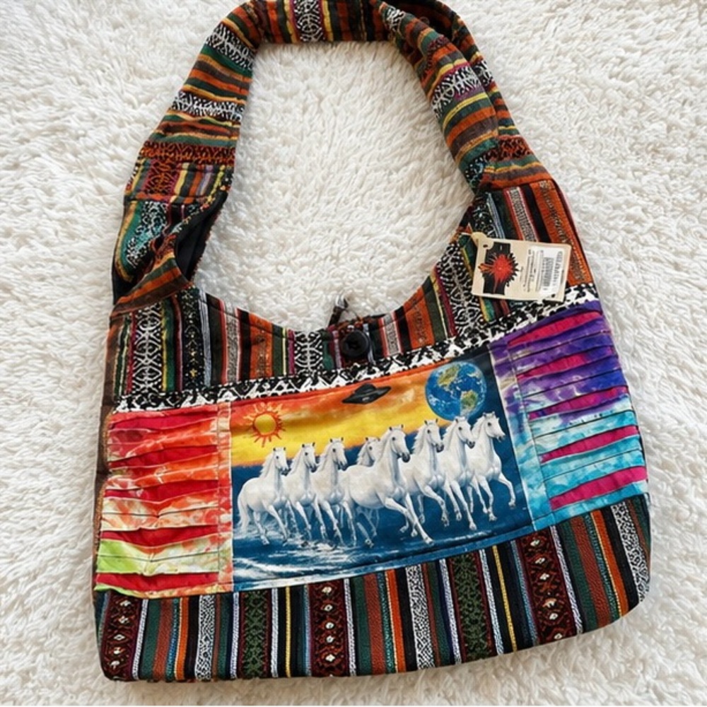 Handmade in Nepal-Multicolor Horse Shoulder Bag